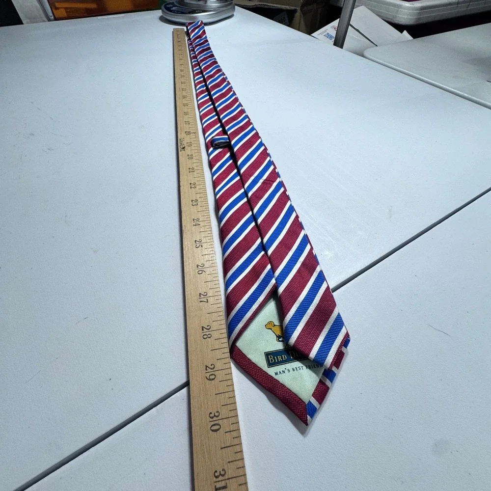 Bird Dog Bay Necktie Mens OS Red Blue Silk Wool Repp Stripe Preppy Classic